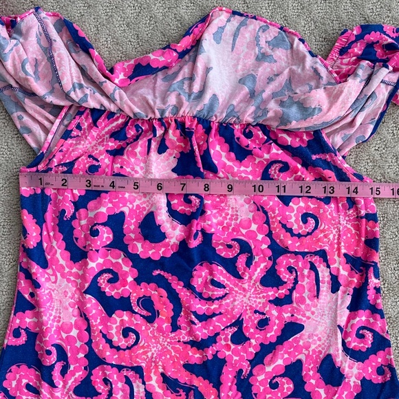 Lilly Pulitzer La Fortuna Off-The-Shoulder Top Octopus Print Small Casual Summer - Picture 12 of 12